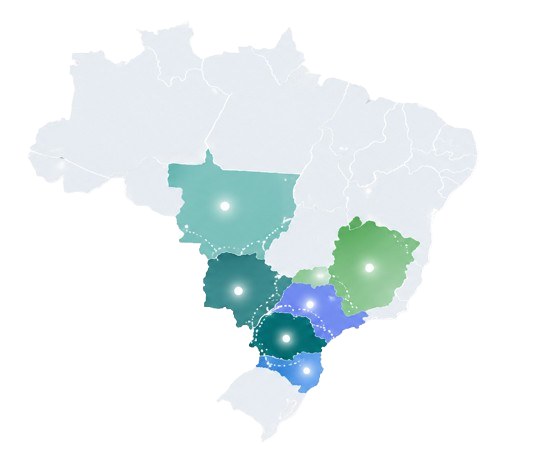 Mapa do Brasil com regiões de concentração de clientes da Colder